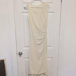 Vera Wang Silk Sleeveless Wedding Dress Size 10 Cream Ivory White Ruched Zip VTG